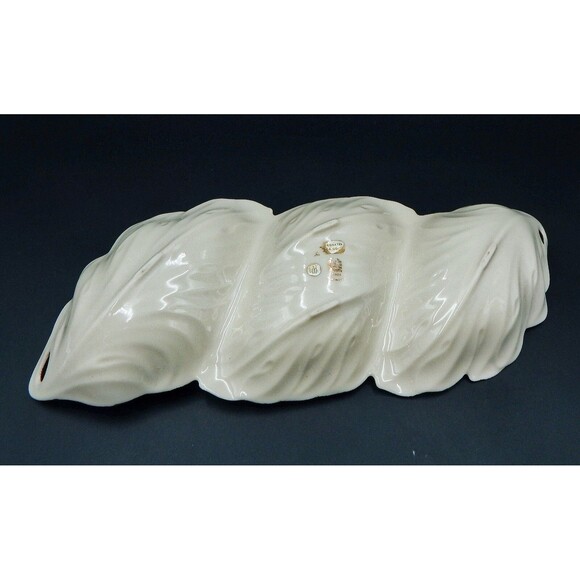 Lenox Tripoli Leaf Three Section Serving Dish Platter 24K Gold Trim Relish USA - Picture 7 of 11